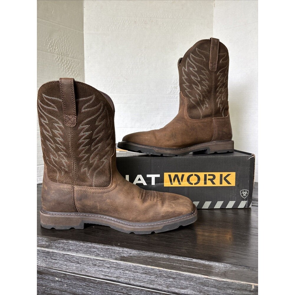 Ariat Boots Groundbreaker EE 13 Brown Square Soft Toe Electrical Hazard - Picture 2 of 15